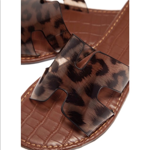 Leopard Print Clear H Band Slip On Sandals - Picture 3 of 7